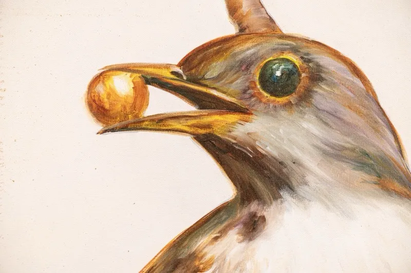 Pintura de pássaro — óleo sobre tela