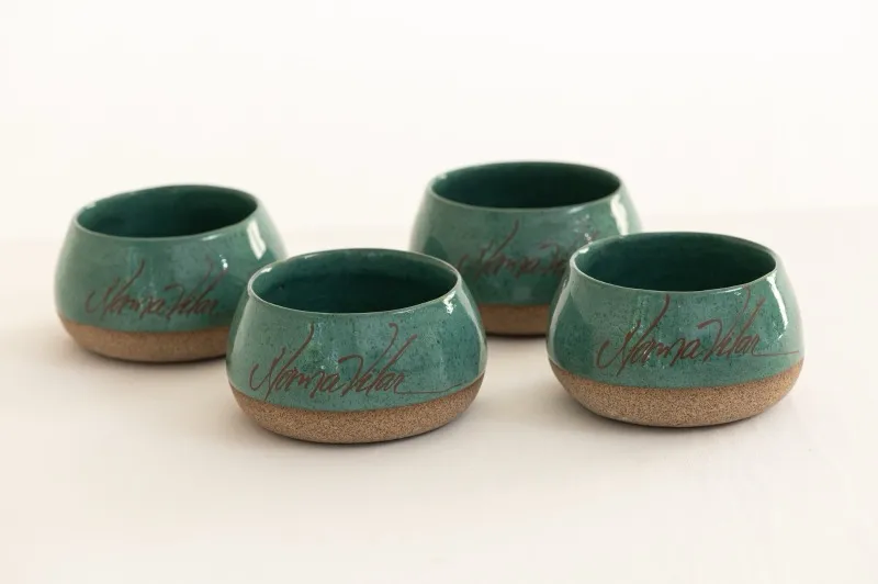 Bowls teal assinados Norma Vilar