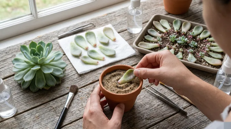 Propagação de suculentas por folha